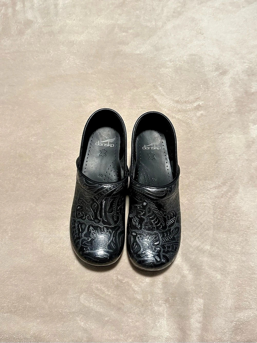 Dansko Black Embossed Heels
